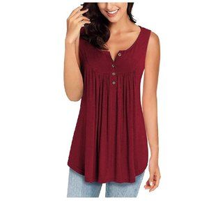 Womens Summer Sleeveless V Neck Solid Color Casual Swing Shirts Flowy Tank Tops